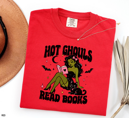 Hot Ghouls Read Books Adult Comfort Colors T-Shirt