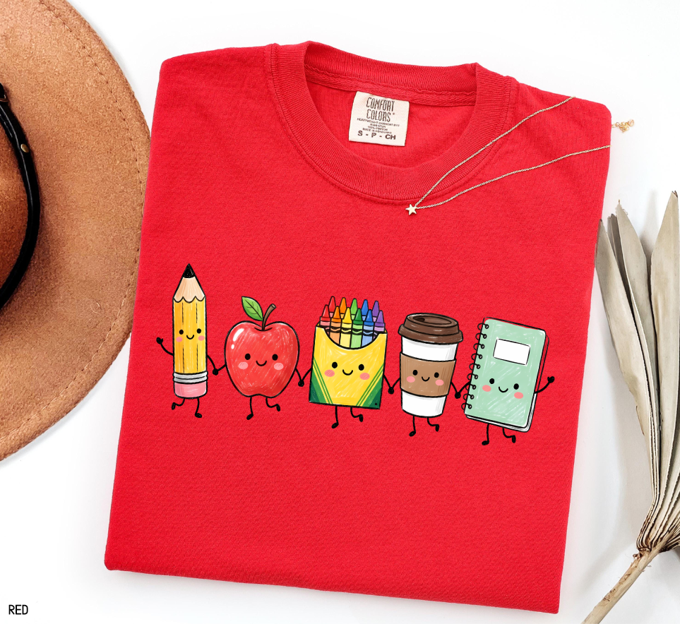Cute School Icons Adult Comfort Colors T-Shirt