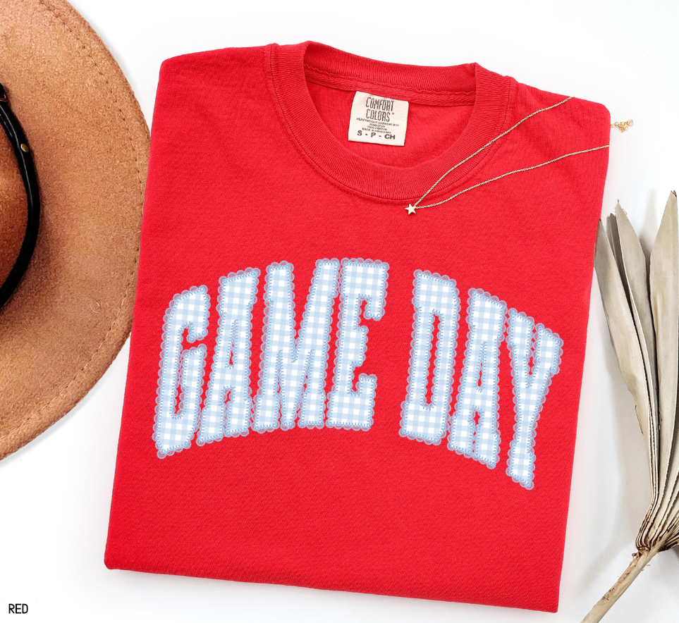 Gingham Game Day Adult Comfort Colors T-Shirt