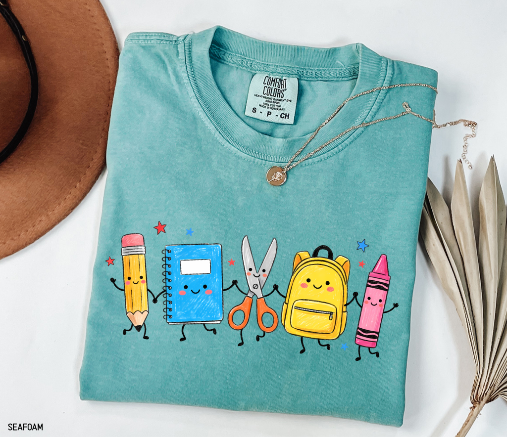 Cute Teacher Supplies Adult Comfort Colors T-Shirt