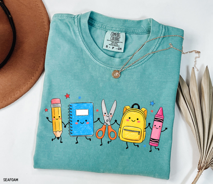 Cute Teacher Supplies Adult Comfort Colors T-Shirt
