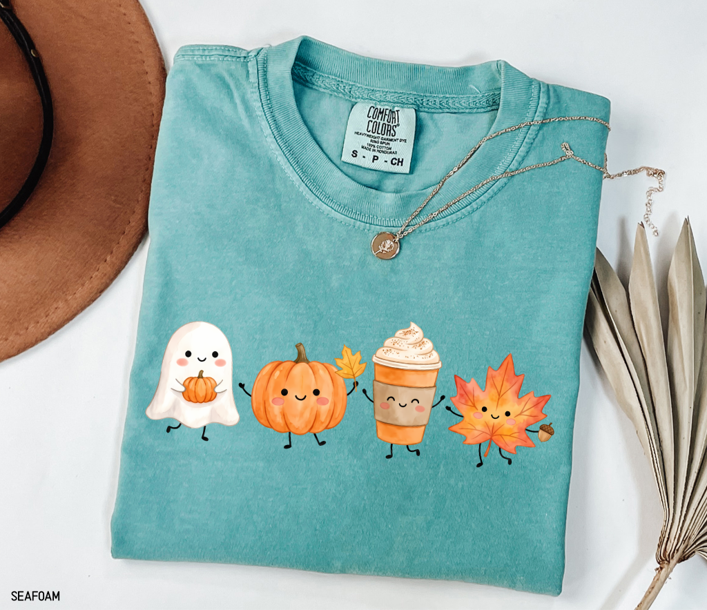 Cute Fall Ghost Adult Comfort Colors T-Shirt