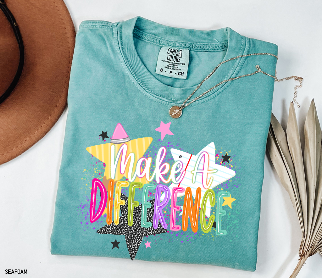 Make A Difference Teacher Adult Comfort Colors T-Shirt