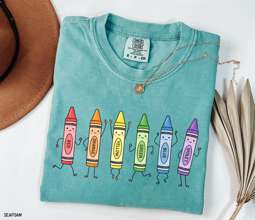 Crayon Teacher Adult Comfort Colors T-Shirt