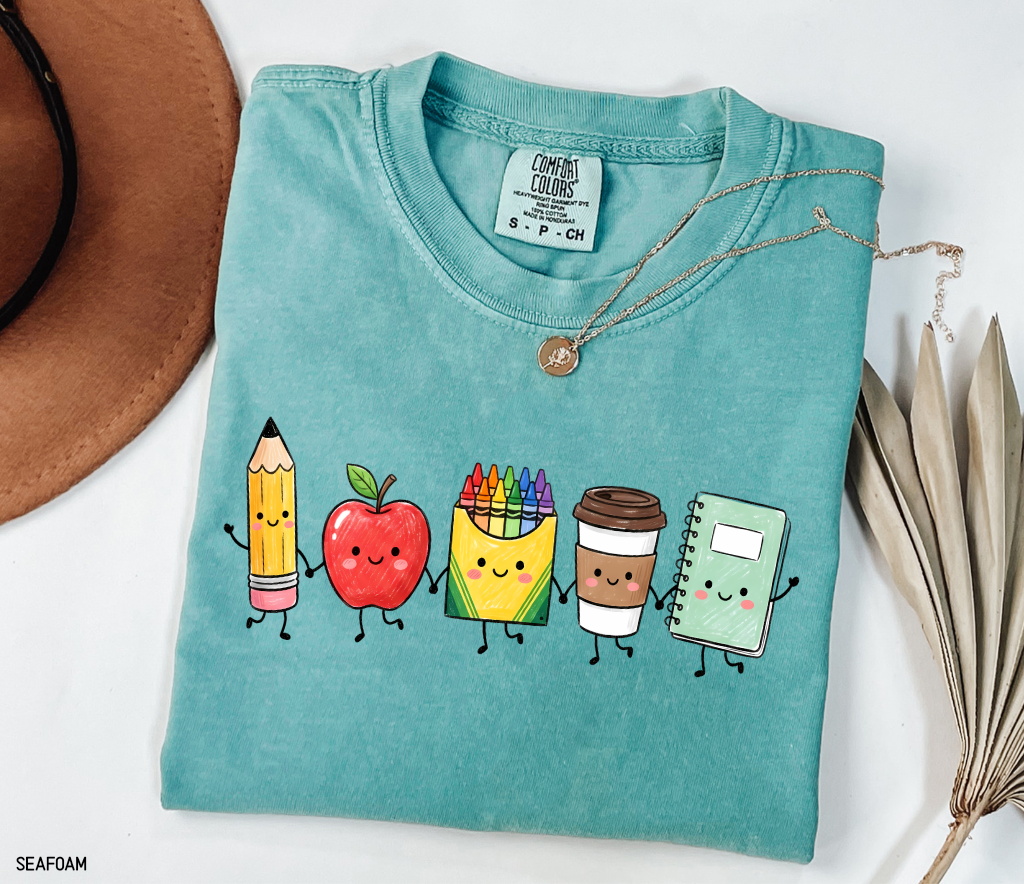 Cute School Icons Adult Comfort Colors T-Shirt