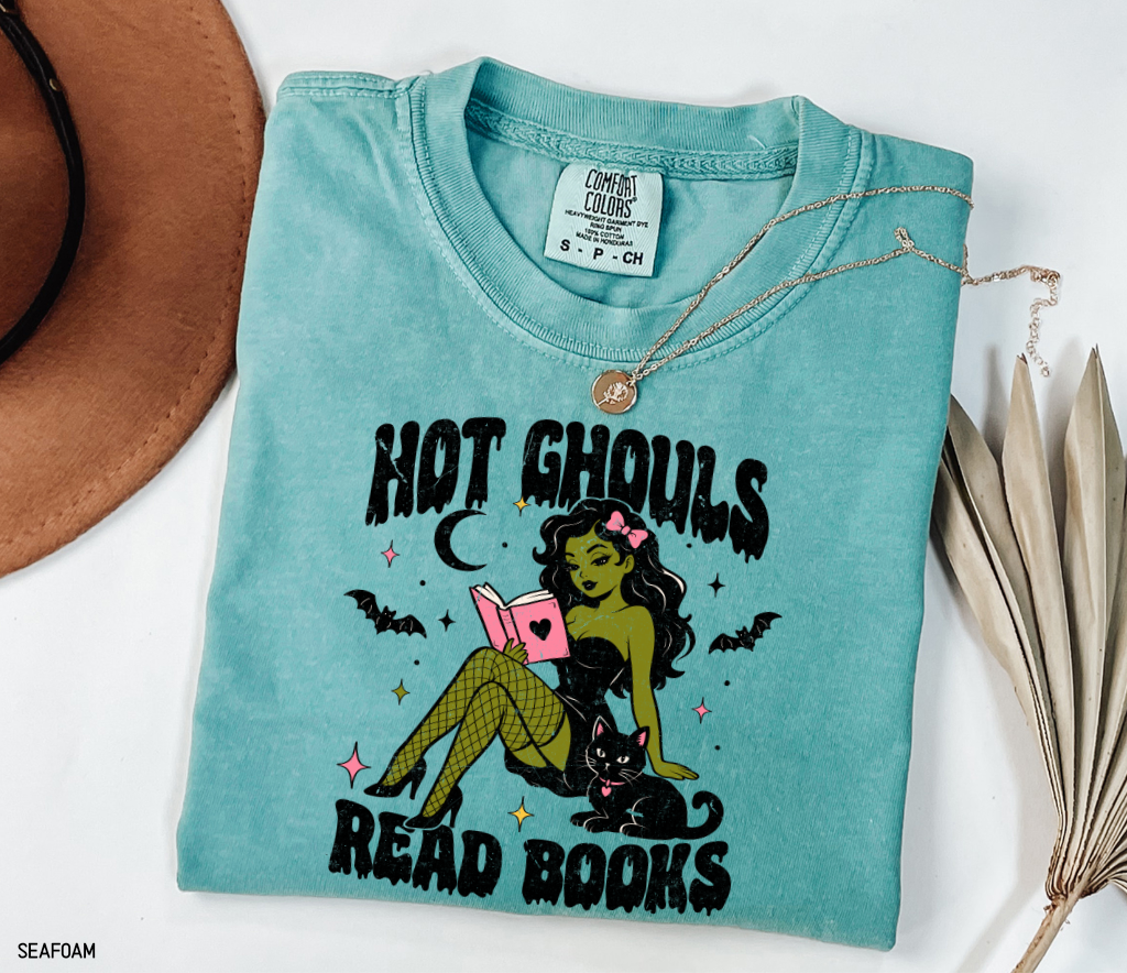 Hot Ghouls Read Books Adult Comfort Colors T-Shirt