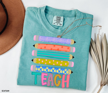 Teacher Pencil Adult Comfort Colors T-Shirt