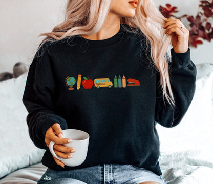 School Day Icons Adult Sweatshirt