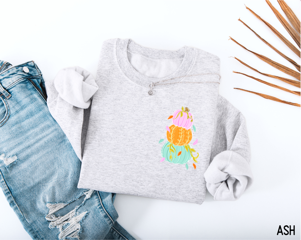 Front and Back Colorful Pumpkin Adult Sweatshirt