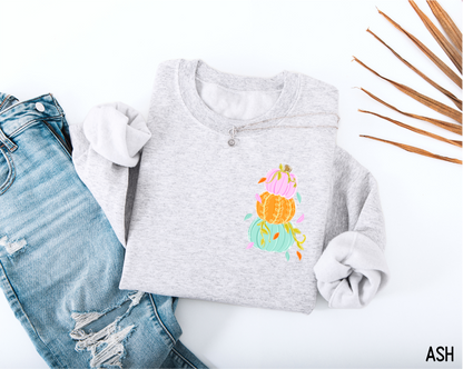 Front and Back Colorful Pumpkin Adult Sweatshirt