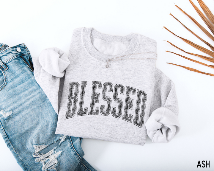 Distressed Blessed Adult Sweatshirt