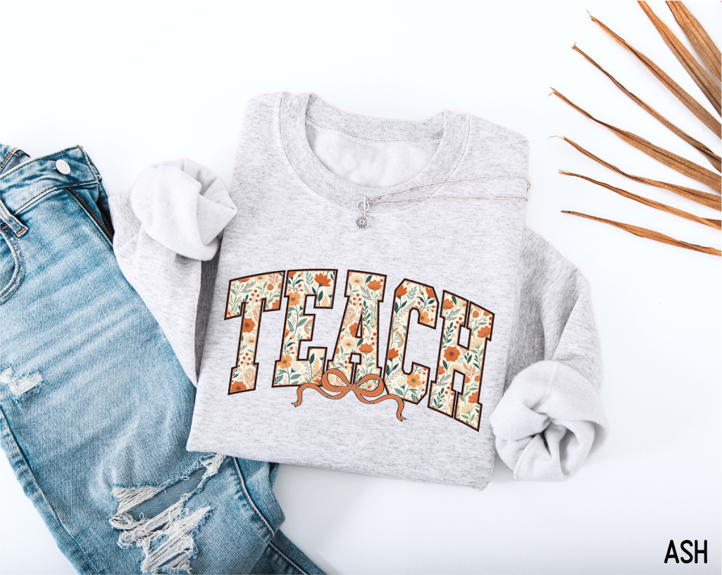 Teach Coquette Bow Adult Sweatshirt