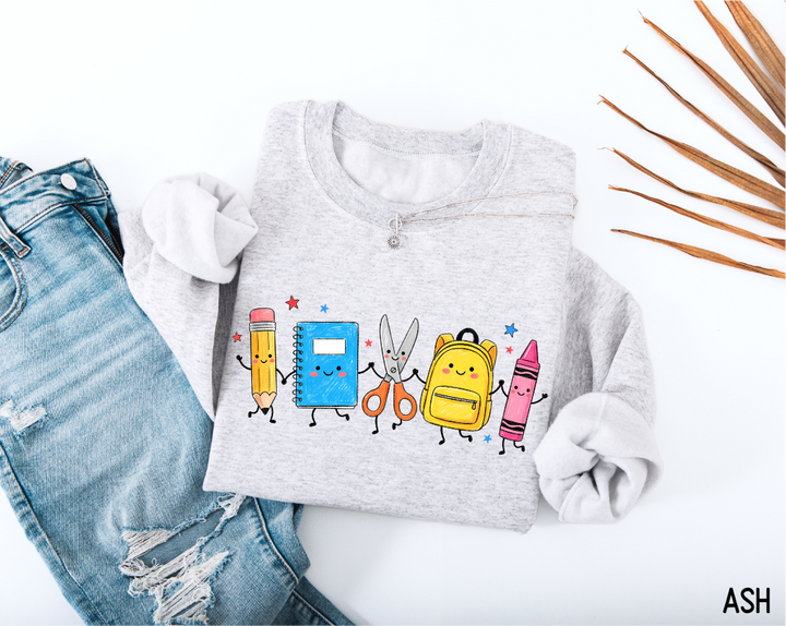 Cute School Supplies Adult Sweatshirt