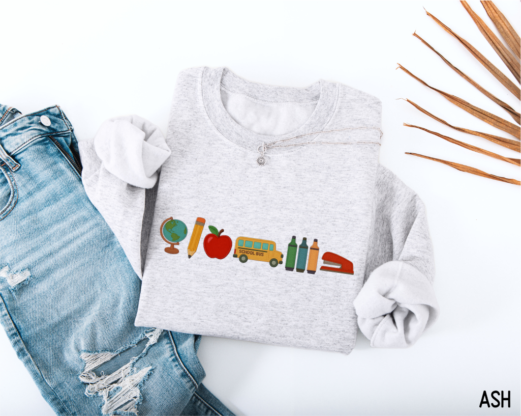 School Day Icons Adult Sweatshirt