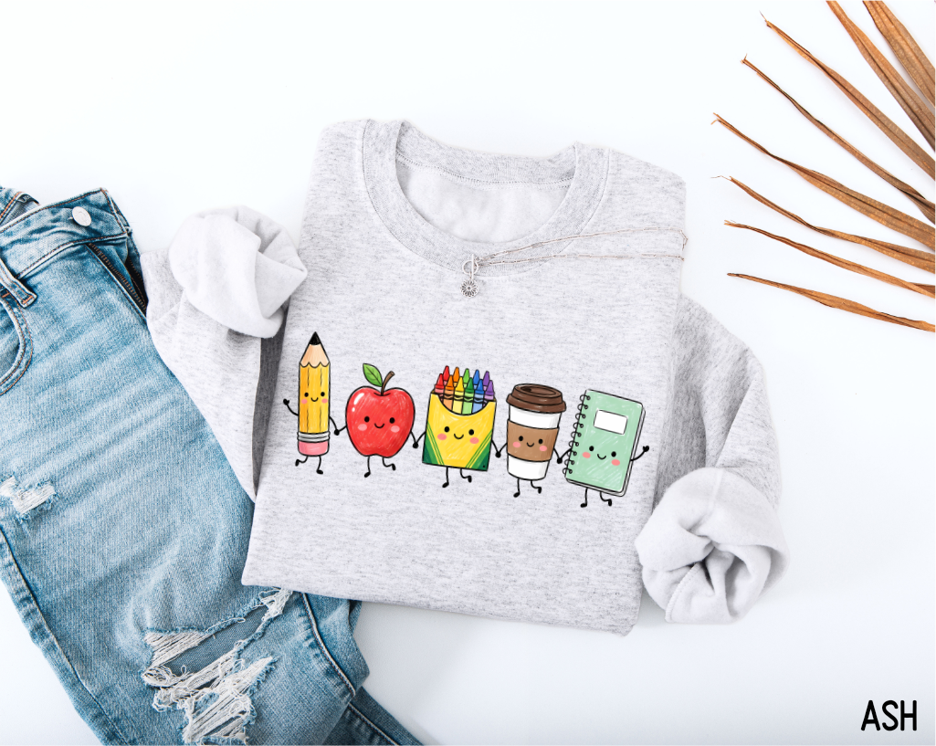 Cute School Icons Adult Sweatshirt