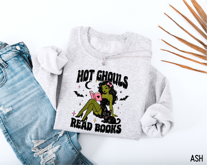 Hot Ghouls Read Books Adult Sweatshirt