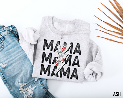 Mama Baseball Bolt Adult Sweatshirt