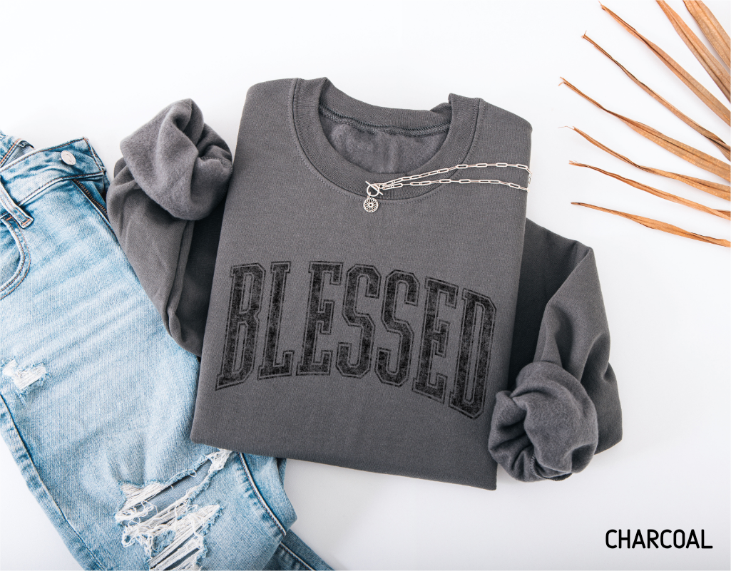 Distressed Blessed Adult Sweatshirt