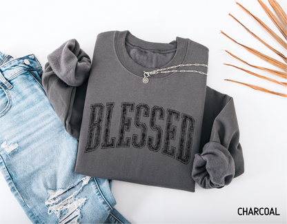 Distressed Blessed Adult Sweatshirt