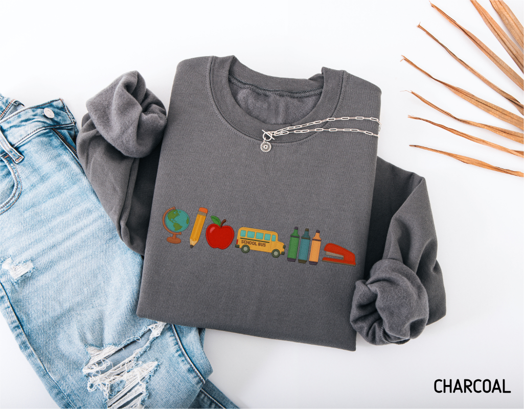 School Day Icons Adult Sweatshirt