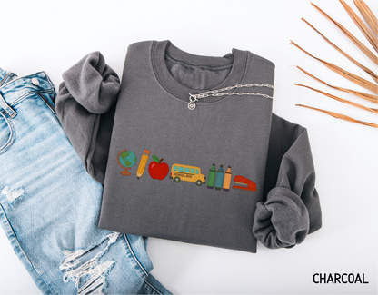 School Day Icons Adult Sweatshirt