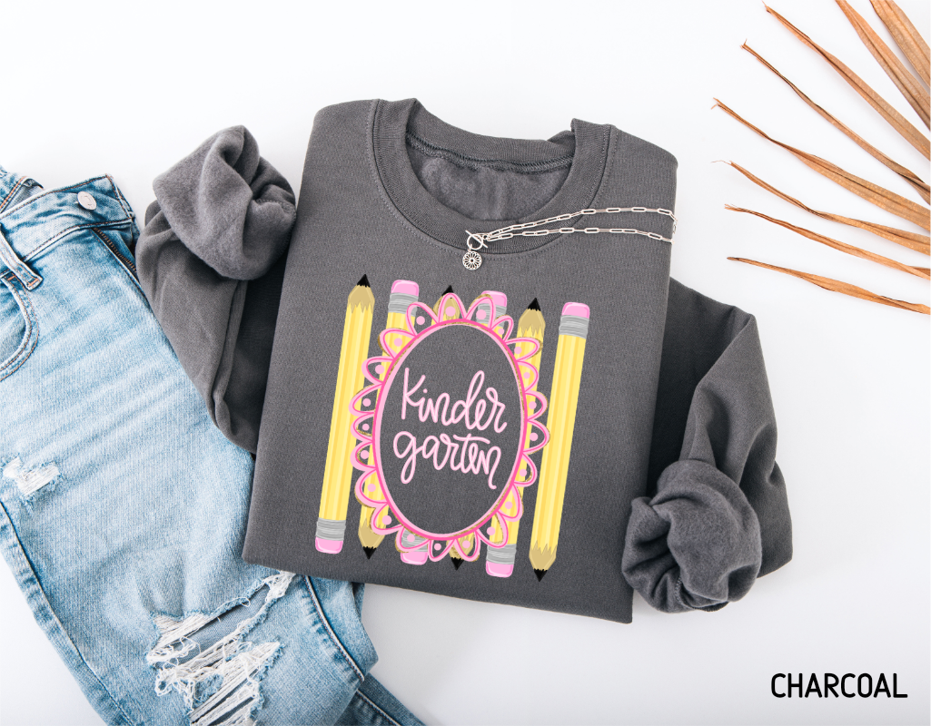 Pencil Grade Level Teacher Adult Sweatshirt
