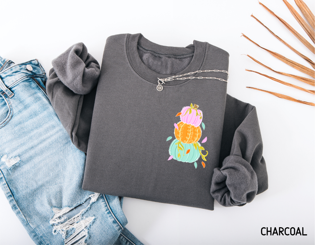 Front and Back Colorful Pumpkin Adult Sweatshirt