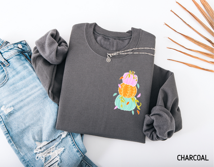 Front and Back Colorful Pumpkin Adult Sweatshirt
