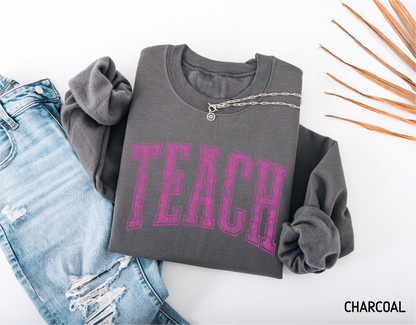 Pink Teach Adult Sweatshirt