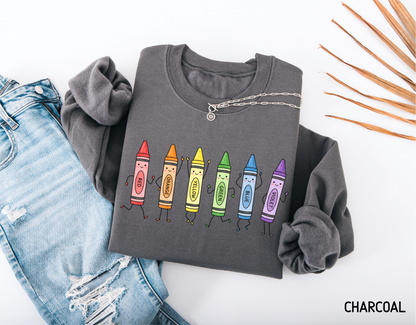 Crayons Teacher Adult Sweatshirt