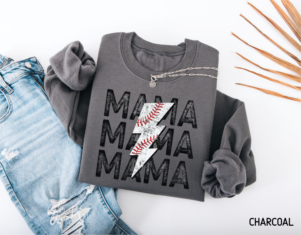 Mama Baseball Bolt Adult Sweatshirt