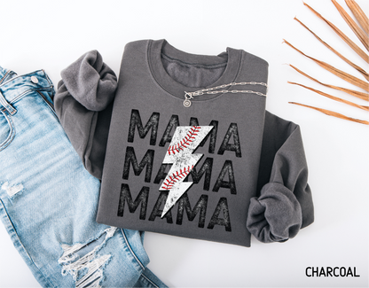 Mama Baseball Bolt Adult Sweatshirt