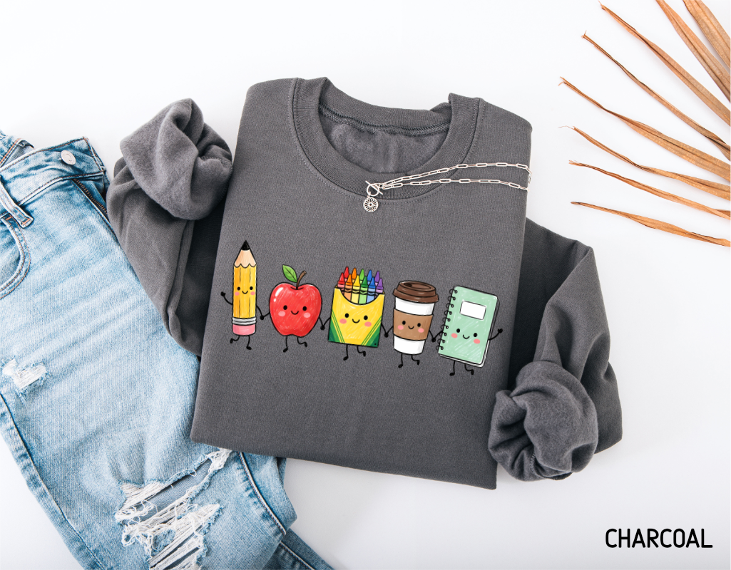 Cute School Icons Adult Sweatshirt