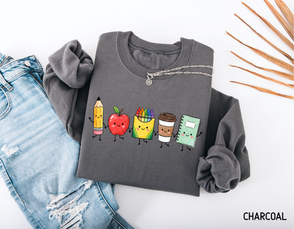 Cute School Icons Adult Sweatshirt