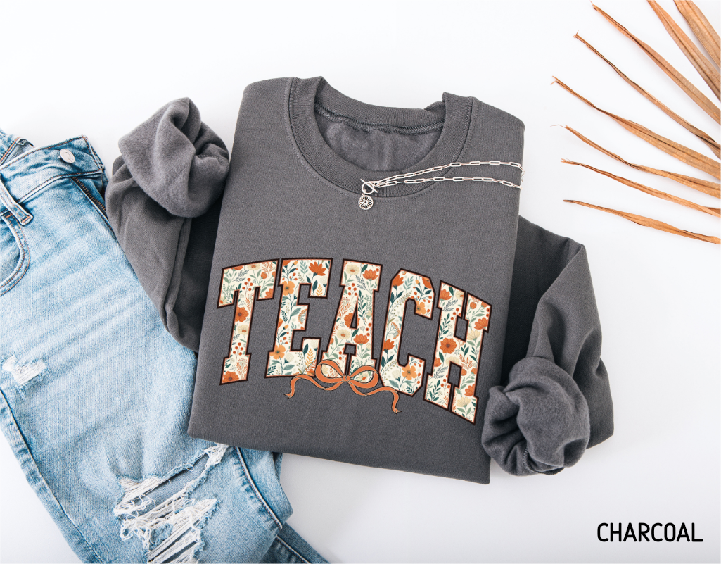 Teach Coquette Bow Adult Sweatshirt