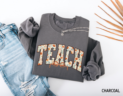 Teach Coquette Bow Adult Sweatshirt
