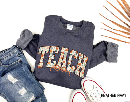 Teach Coquette Bow Adult Sweatshirt