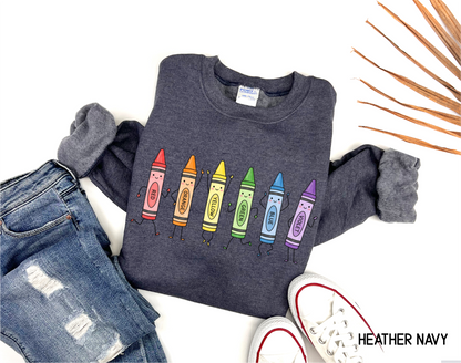 Crayons Teacher Adult Sweatshirt