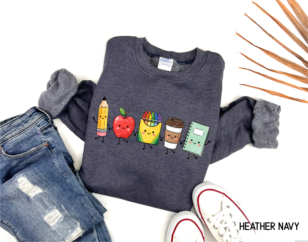 Cute School Icons Adult Sweatshirt