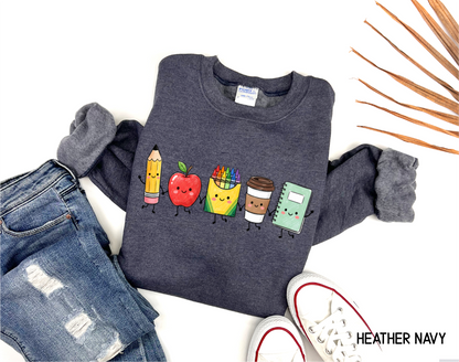 Cute School Icons Adult Sweatshirt