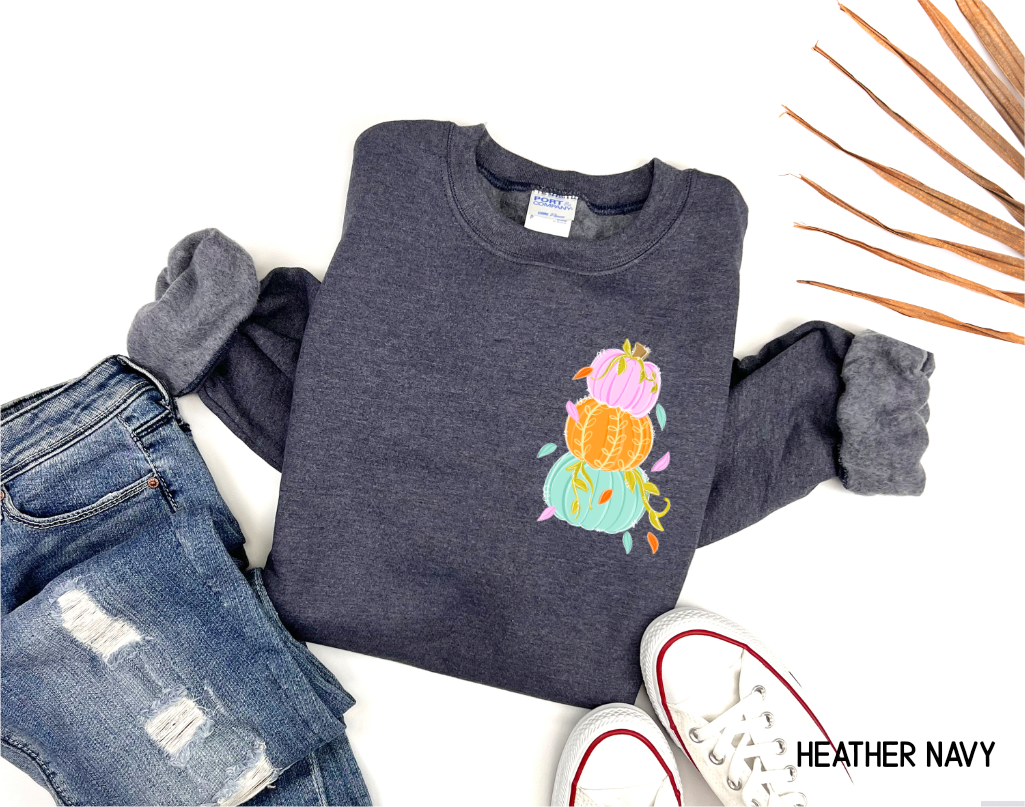 Front and Back Colorful Pumpkin Adult Sweatshirt