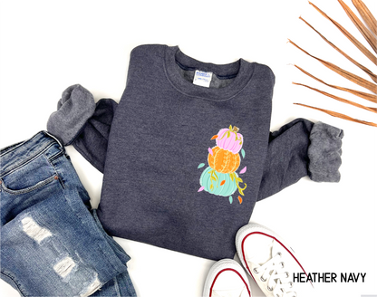 Front and Back Colorful Pumpkin Adult Sweatshirt