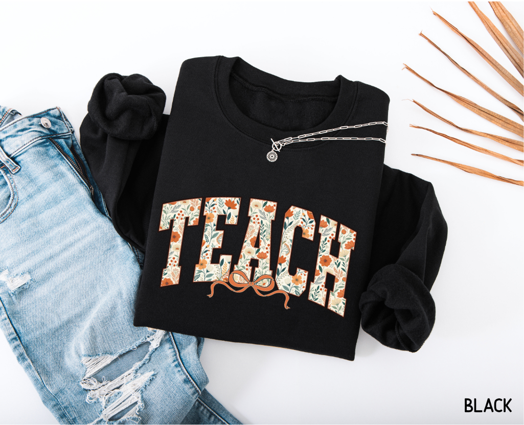 Teach Coquette Bow Adult Sweatshirt
