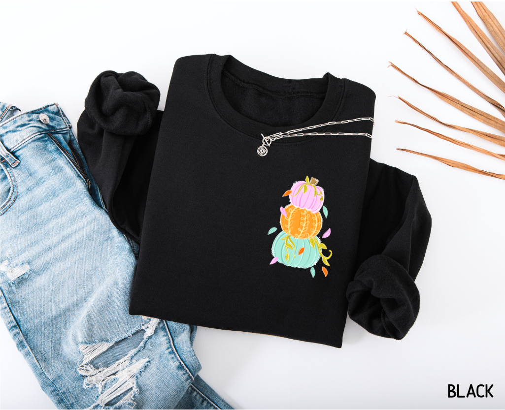 Front and Back Colorful Pumpkin Adult Sweatshirt