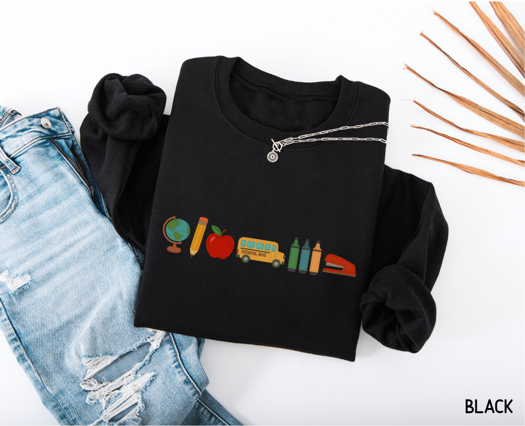 School Day Icons Adult Sweatshirt