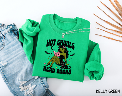 Hot Ghouls Read Books Adult Sweatshirt