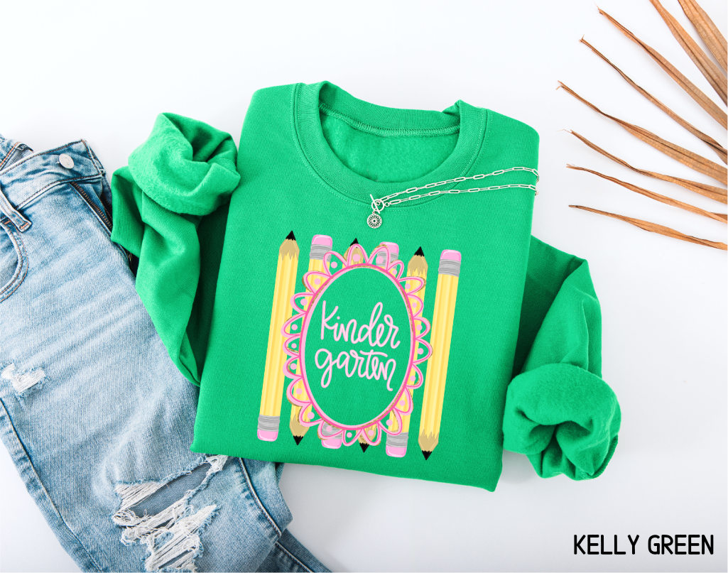 Pencil Grade Level Teacher Adult Sweatshirt