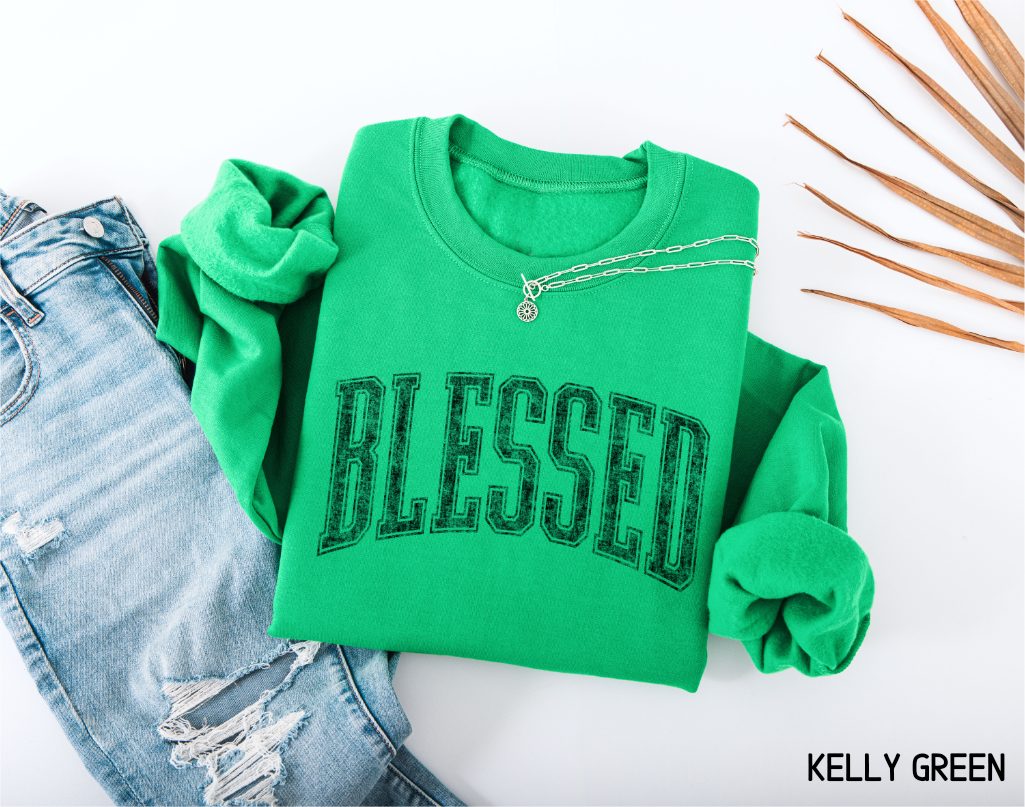 Distressed Blessed Adult Sweatshirt