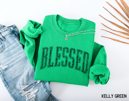 Distressed Blessed Adult Sweatshirt