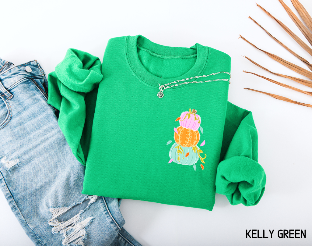 Front and Back Colorful Pumpkin Adult Sweatshirt